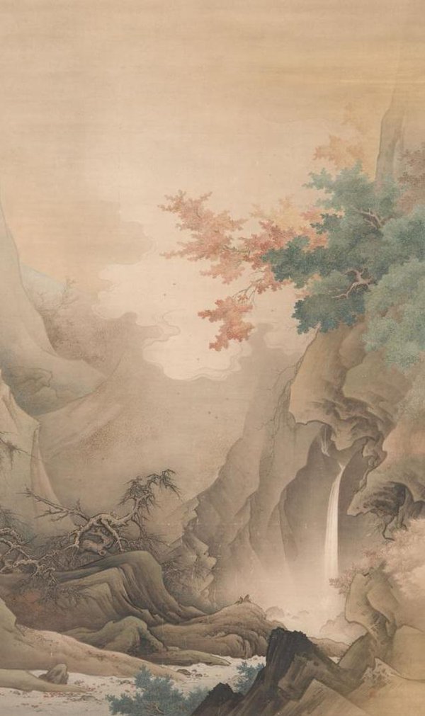 橋本雅邦《白雲紅樹》(1890年、紙本著色)