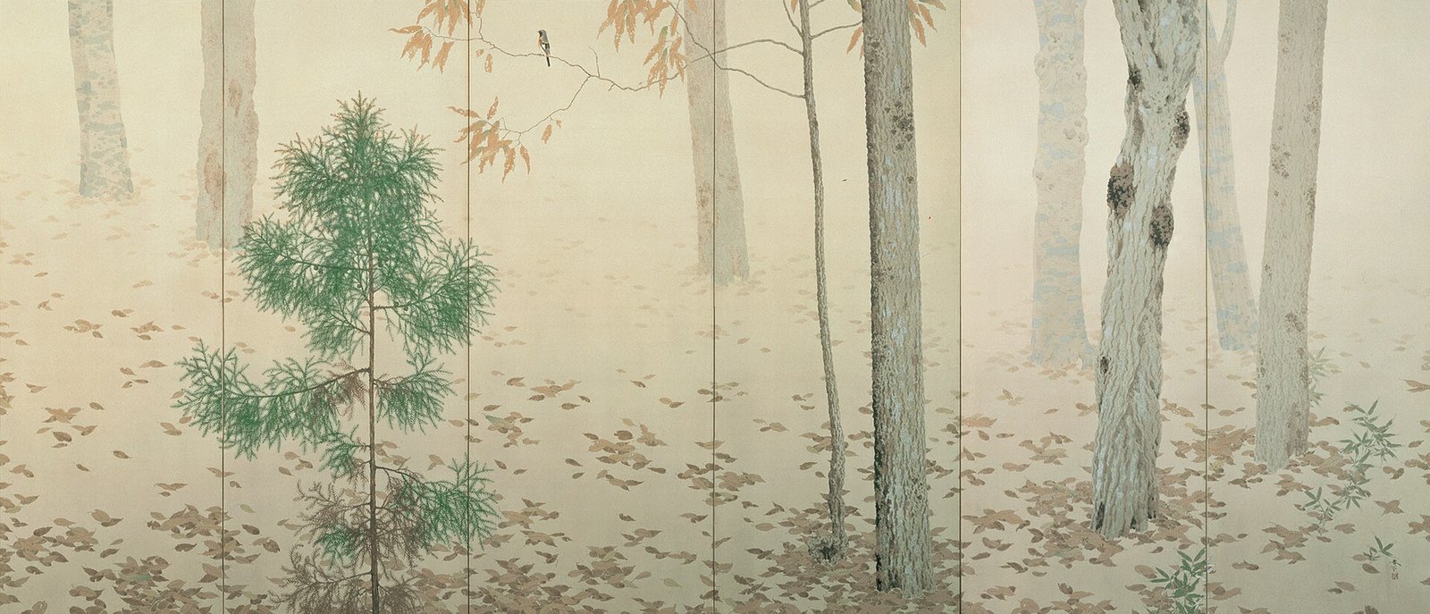 菱田春草《落葉》(1909年、紙本著色)