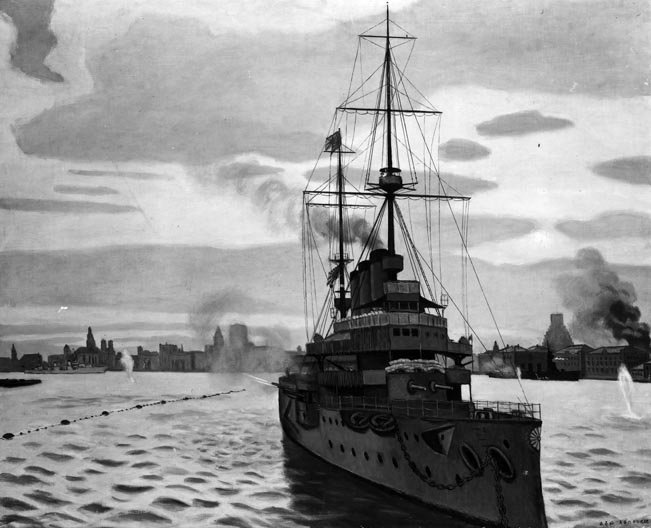 石井柏亭《軍艦出雲》(1940年、油彩、カンヴァス)