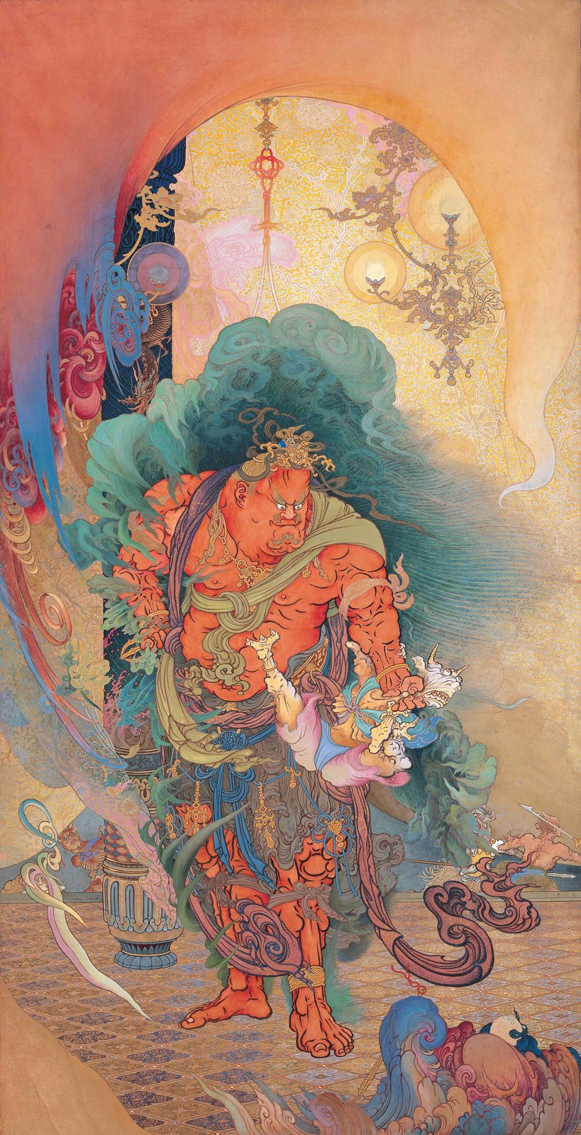 狩野芳崖《仁王捉鬼図》(1886年、紙本著色)