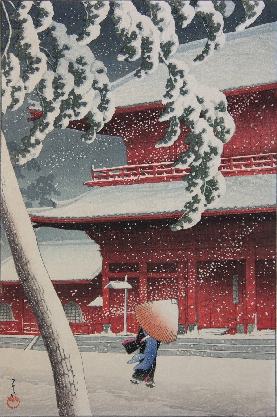 川瀬巴水《東京二十景 芝増上寺》(1925年、木版(多色))