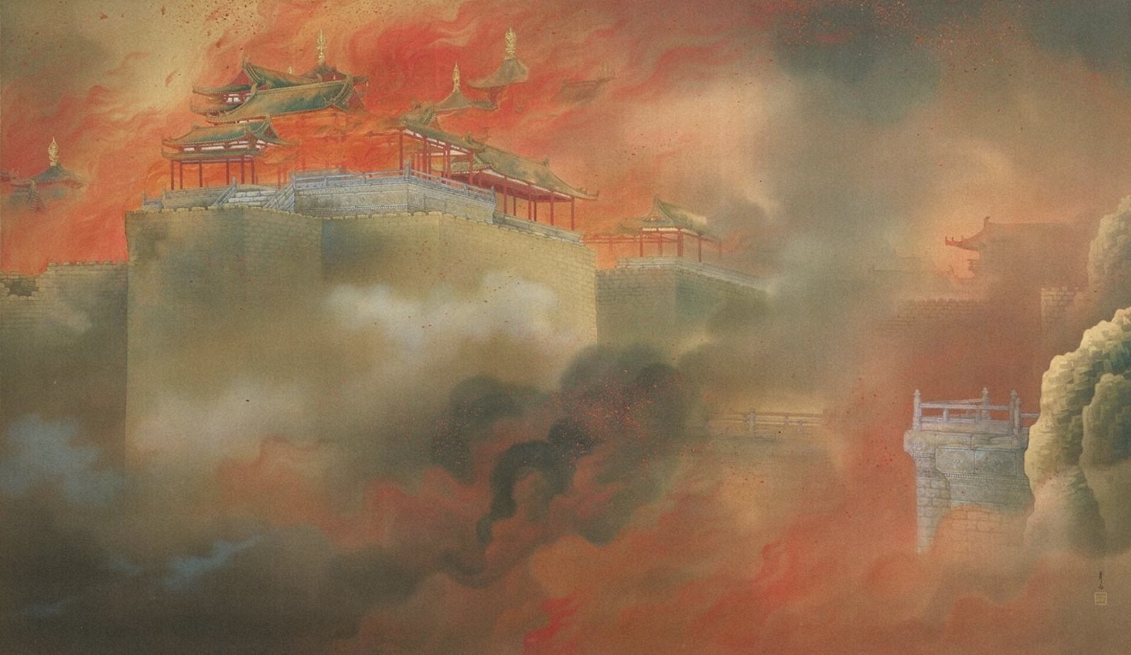 木村武山《阿房劫火》(1907年、絹本彩色)