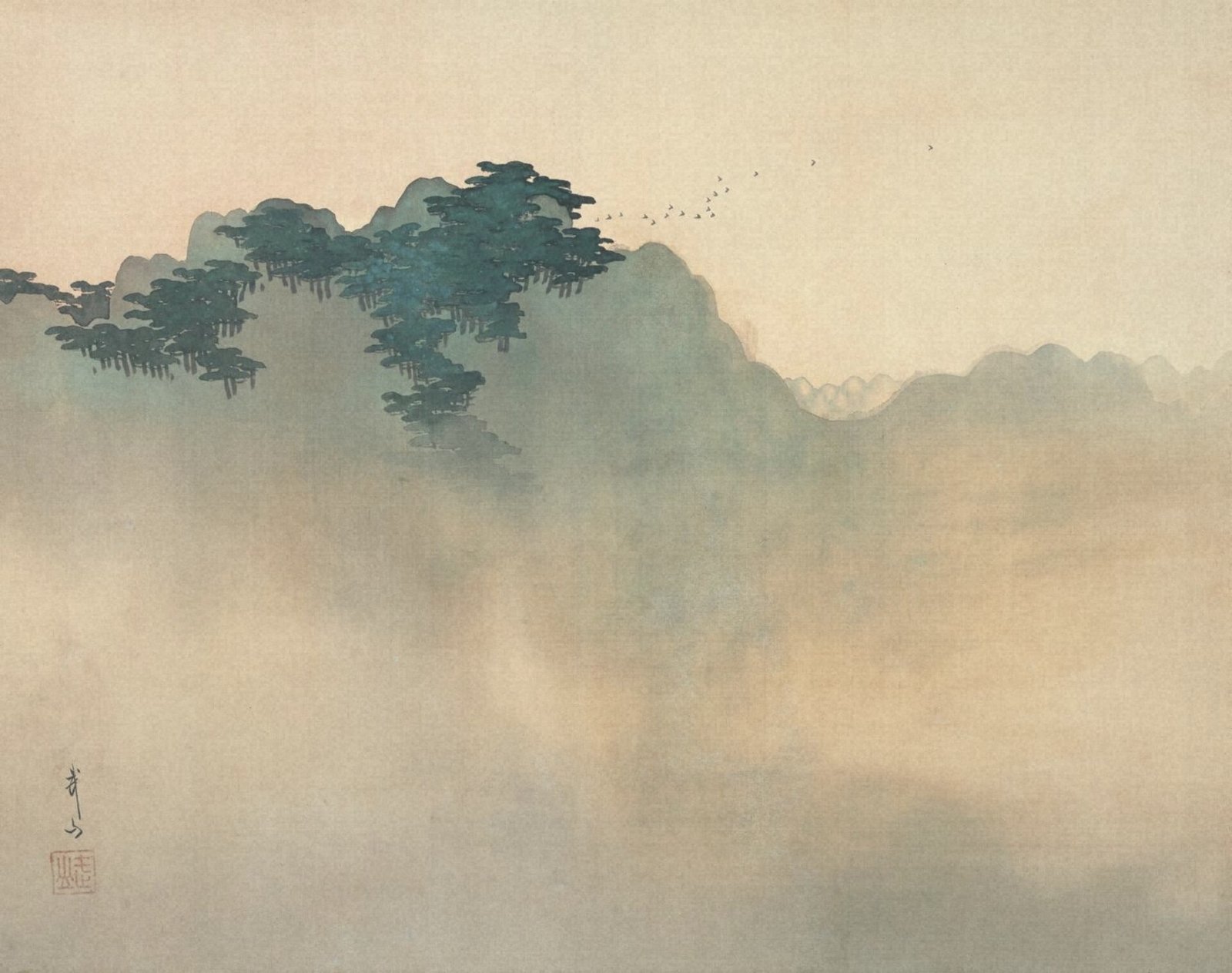 木村武山《五浦の朝》(1906年、絹本彩色)