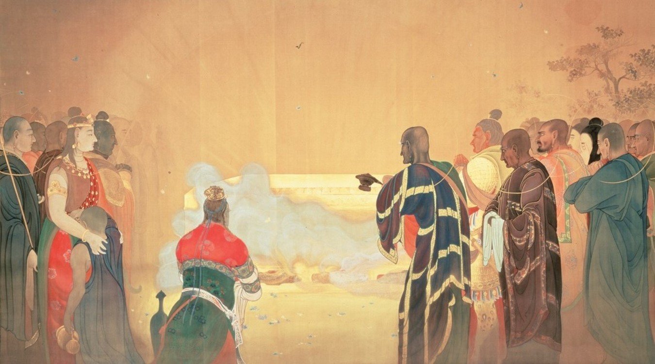 下村観山《闍維》(1898年、絹本著色)