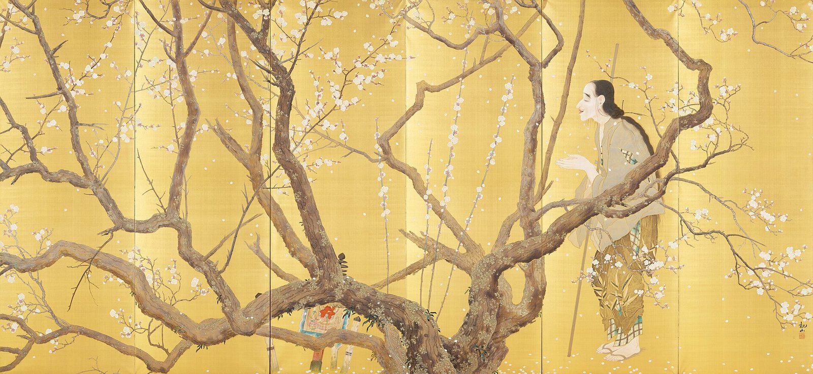 下村観山《弱法師》(1915年、絹本金地著色)
