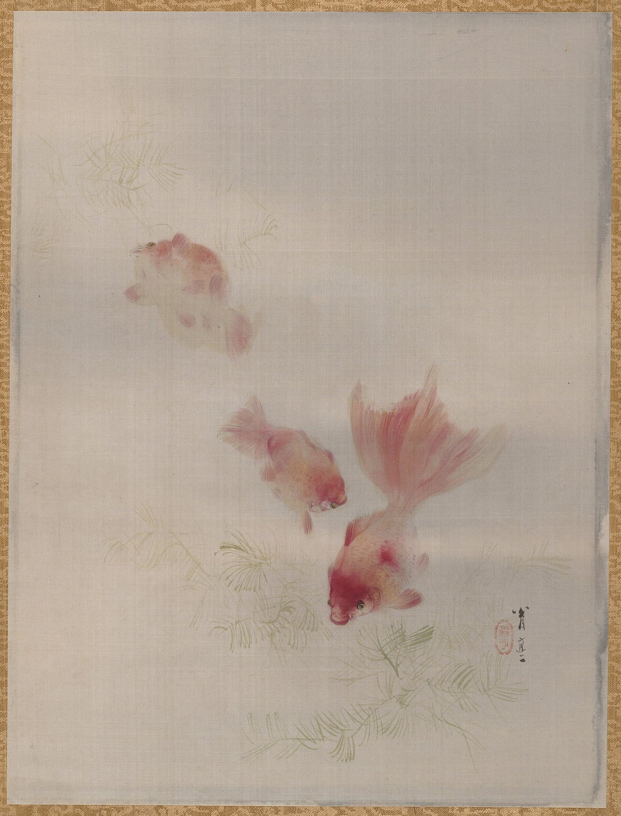 渡辺省亭《金魚》(1887年、絹本著色(画帖))