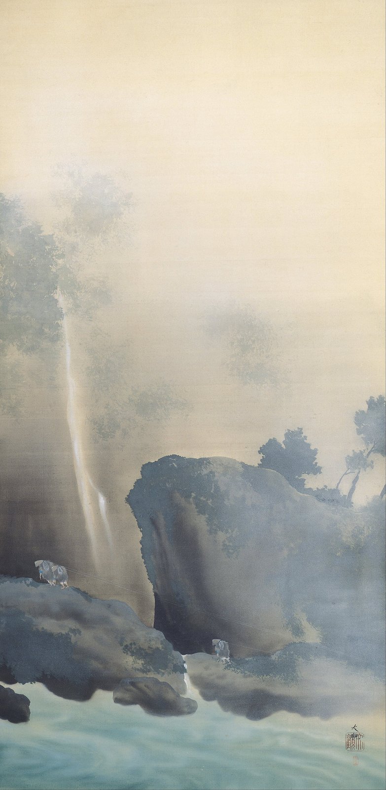 横山大観《曳船》(1901年、絹本著色)